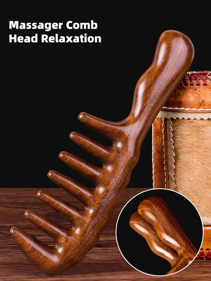 Wooden Massage Comb Wooden Head Foot Massager Scalp Wood Therapy Massage Tools Handmade 100% Natural Red Sandalwood Haifor Head