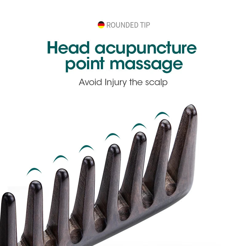 MR.GREEN Natural Wood Comb Wide Tooth Wet  Hair Combs Anti-Static Styling Comb for Long Hair Head acupuncture point massage