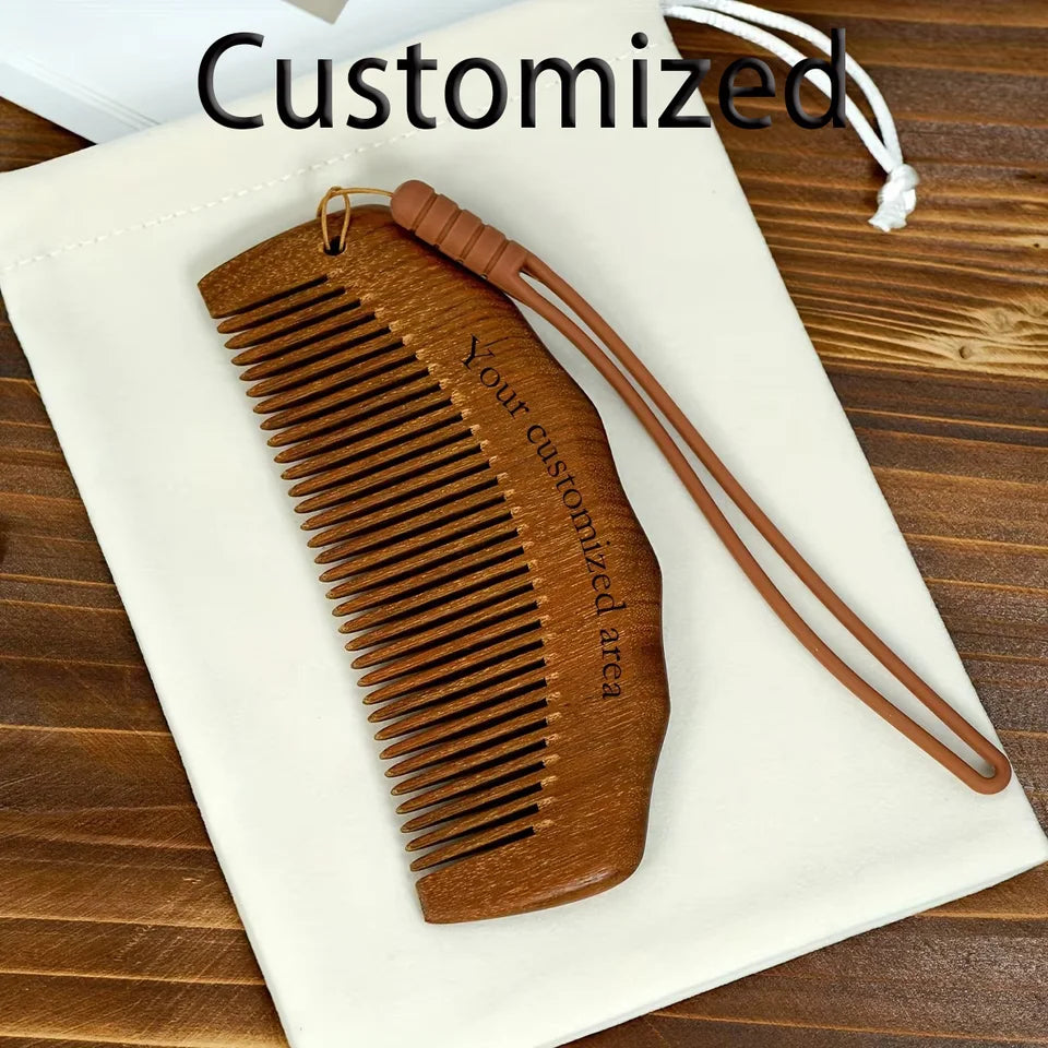 1pc Custom Personalised Sandalwood Massage Hair Comb With Bag ,Mama Natural Birthing Comb For Labor Pain Labor Gifts For Women