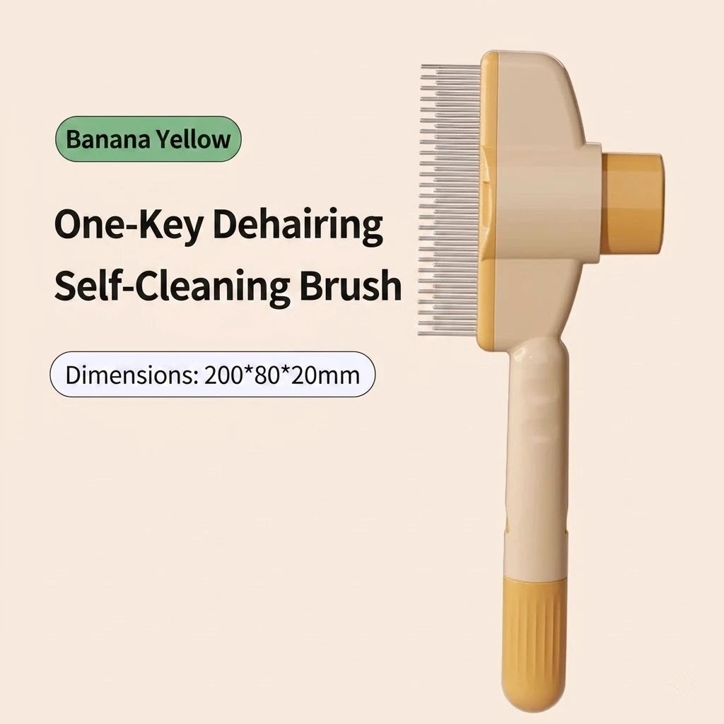 One-Click Self-Cleaning Pet Grooming Comb, 2-in-1 Dematting & Massaging Brush, Effective Hair Remover Tool for Dogs & Cats