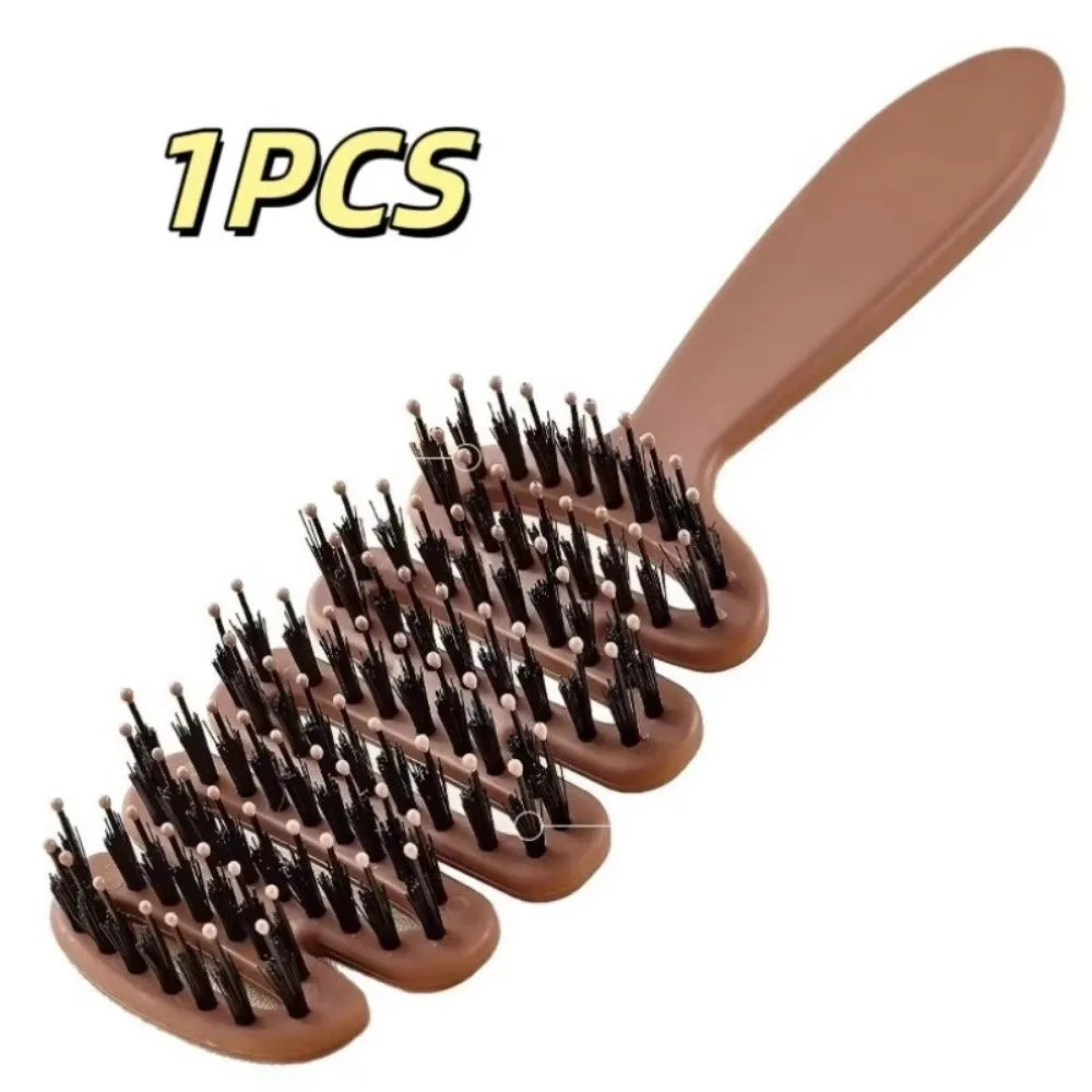 New Hollow Hair Comb Natural Boar Bristle Massage Brush Anti-Static with Handle Curly Hairbrush Salon Hairdressing Styling Tools