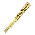 1PCS Pente dobrável de aço inoxidável, prática de treinamento, faca borboleta, pente, barba salão de cabeleireiro, ferrament