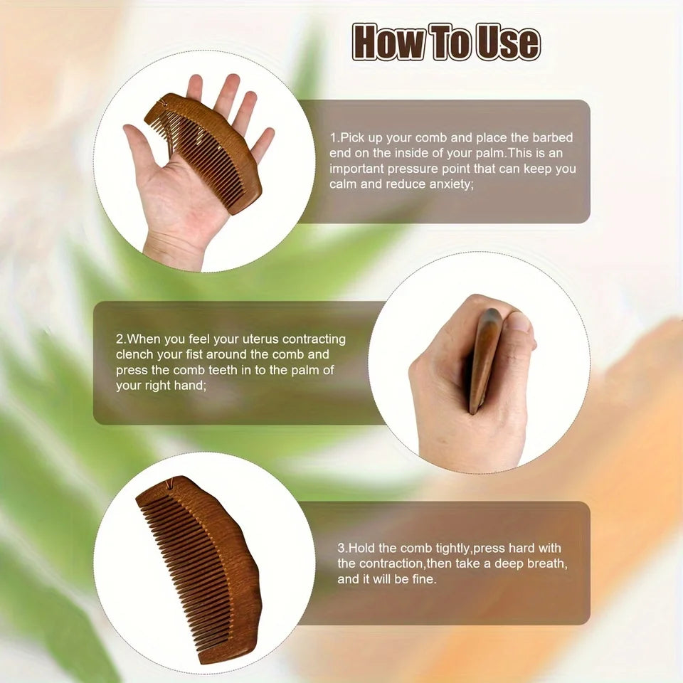 1pc Custom Personalised Sandalwood Massage Hair Comb With Bag ,Mama Natural Birthing Comb For Labor Pain Labor Gifts For Women