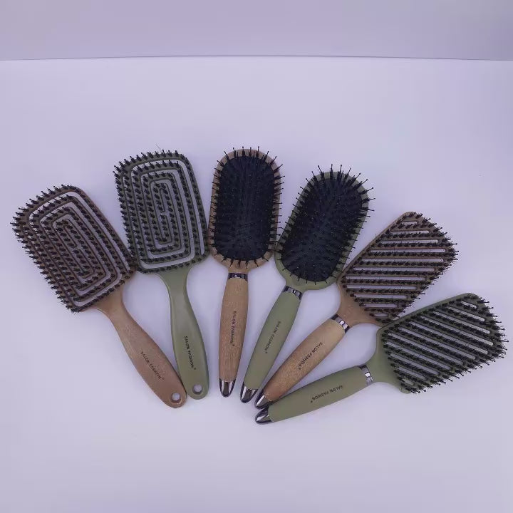 1PC Boar Bristle Detangling Hair Comb Hollow Out Hair Brush Anti-Static Scalp Massage Hairbrush Salon Styling Tools For Gifting